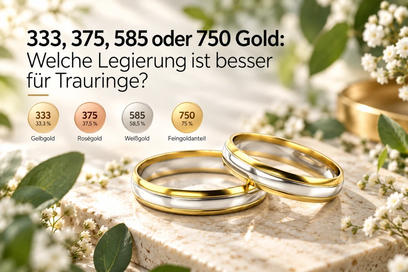 333, 375, 585 oder 750 Gold: Welche Legierung ist besser für Trauringe?